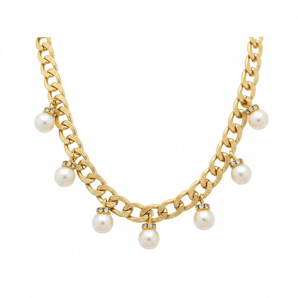🏝️Pearl drop halsband guld🍄