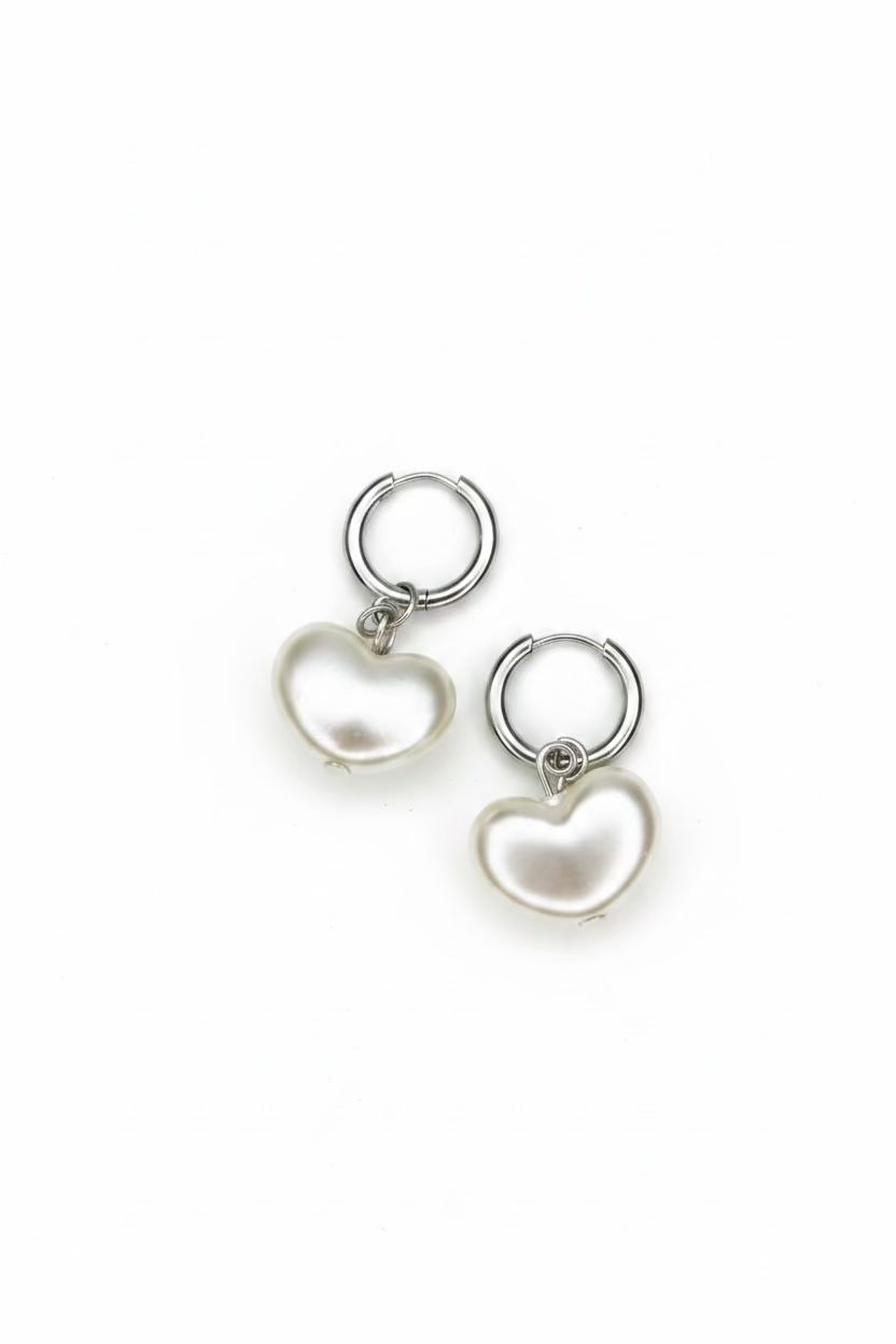 ✨Heart Pearl Örhängen Silver🍄