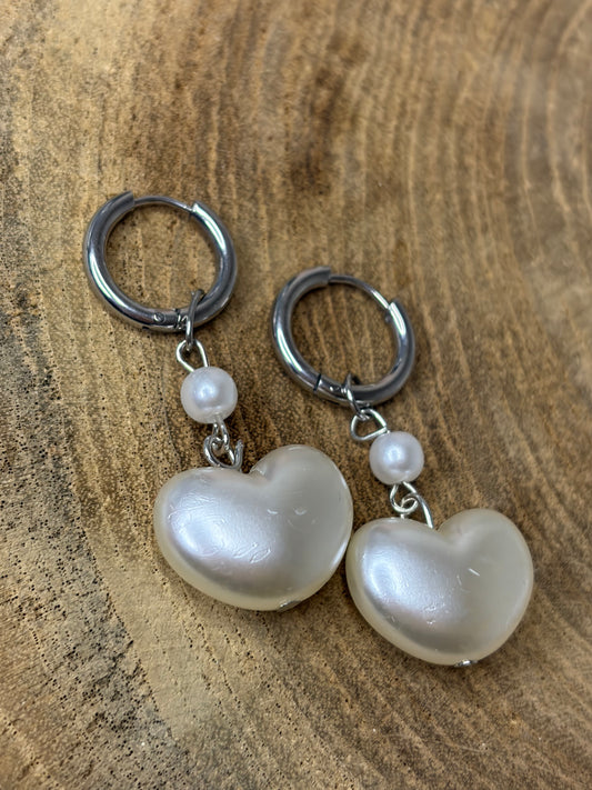 Double Heart Earrings Silver
