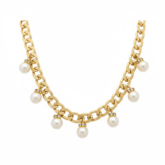 🏝️Pearl drop halsband guld🍄