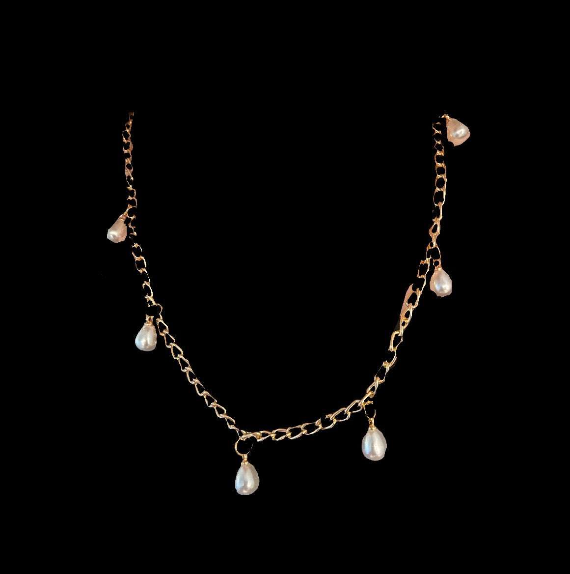 Pearl drop necklace guld