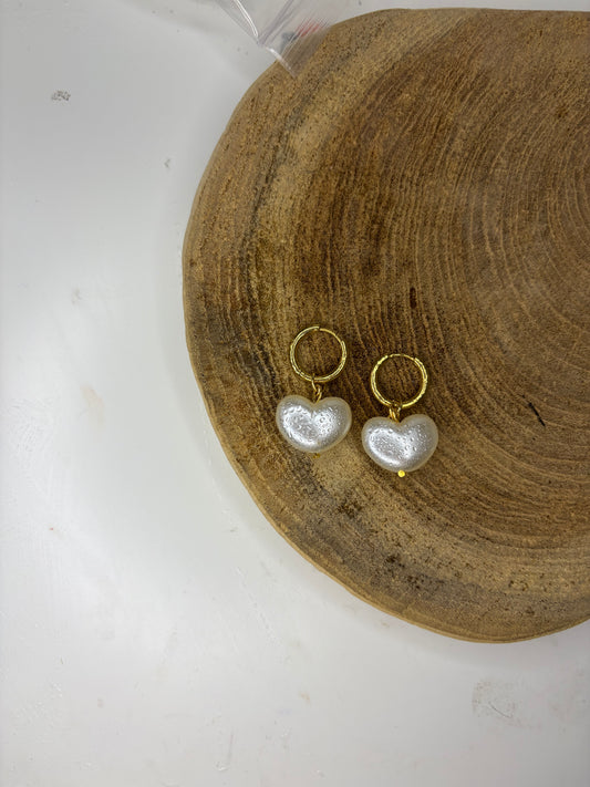 Heart Pearl Earrings Guld!