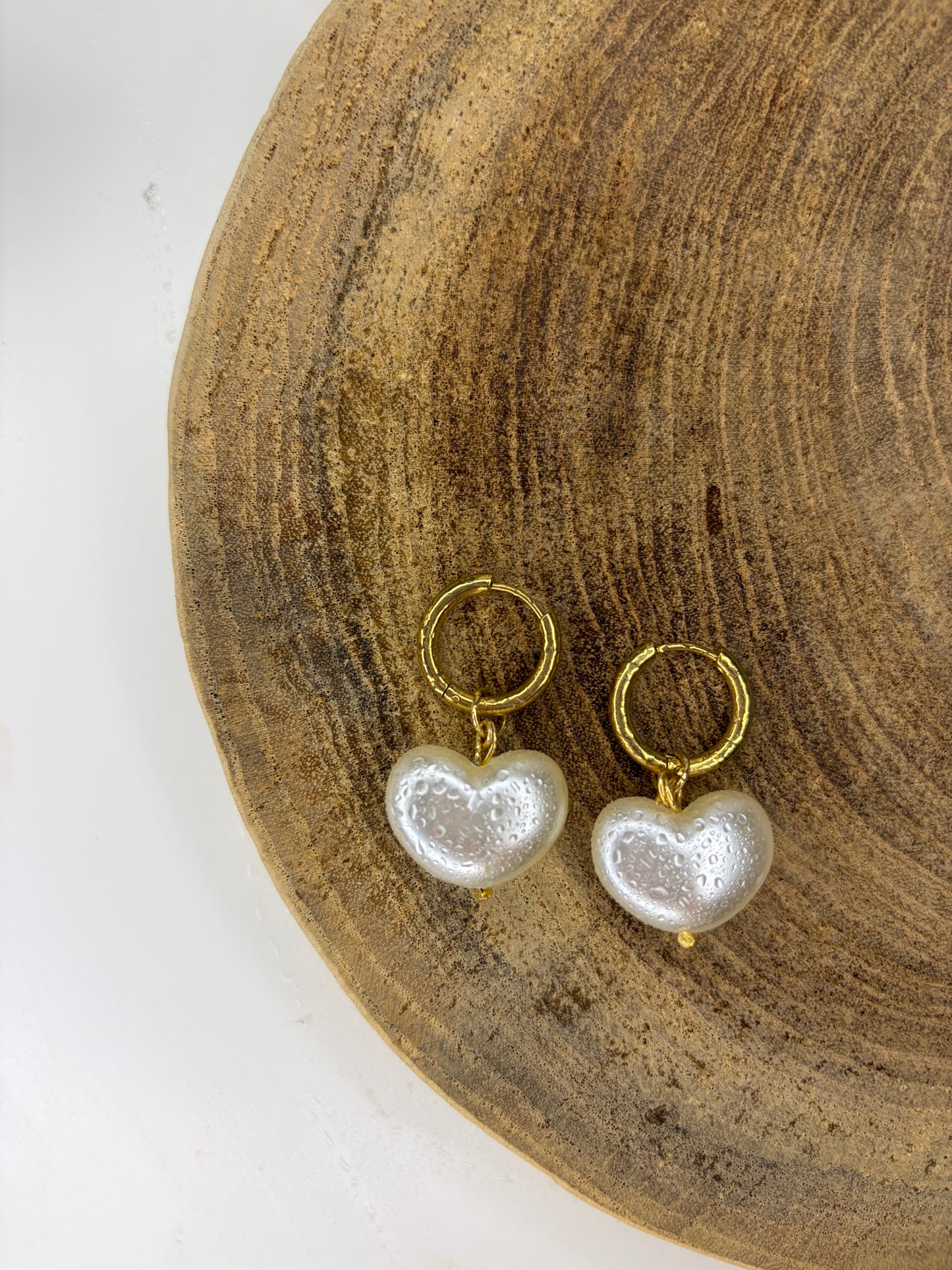 Heart Pearl Earrings Guld!