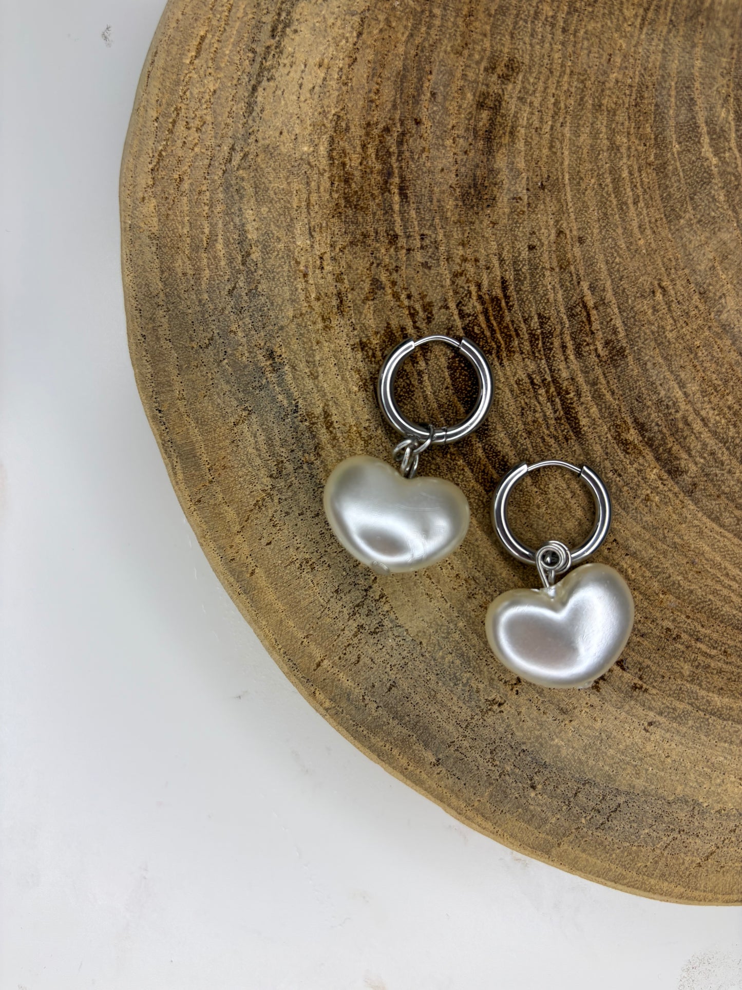Heart Pearl Earrings Silver