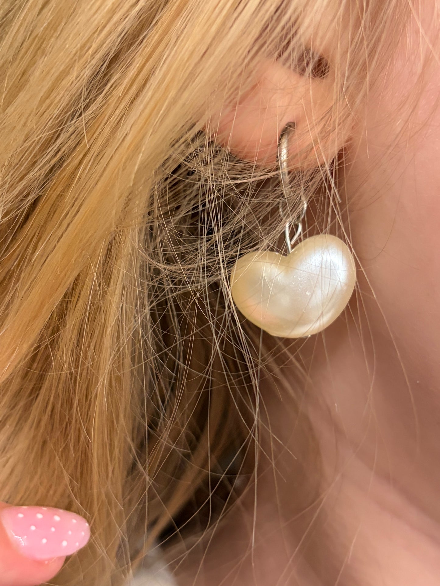 Heart Pearl Earrings Silver