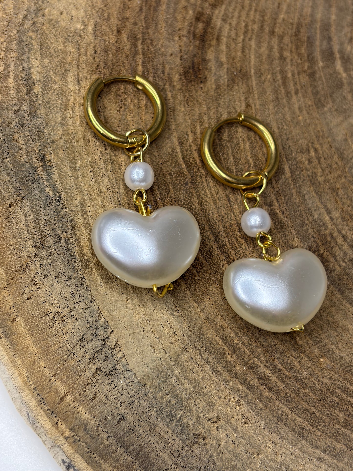 Double Hearts Earrings Guld
