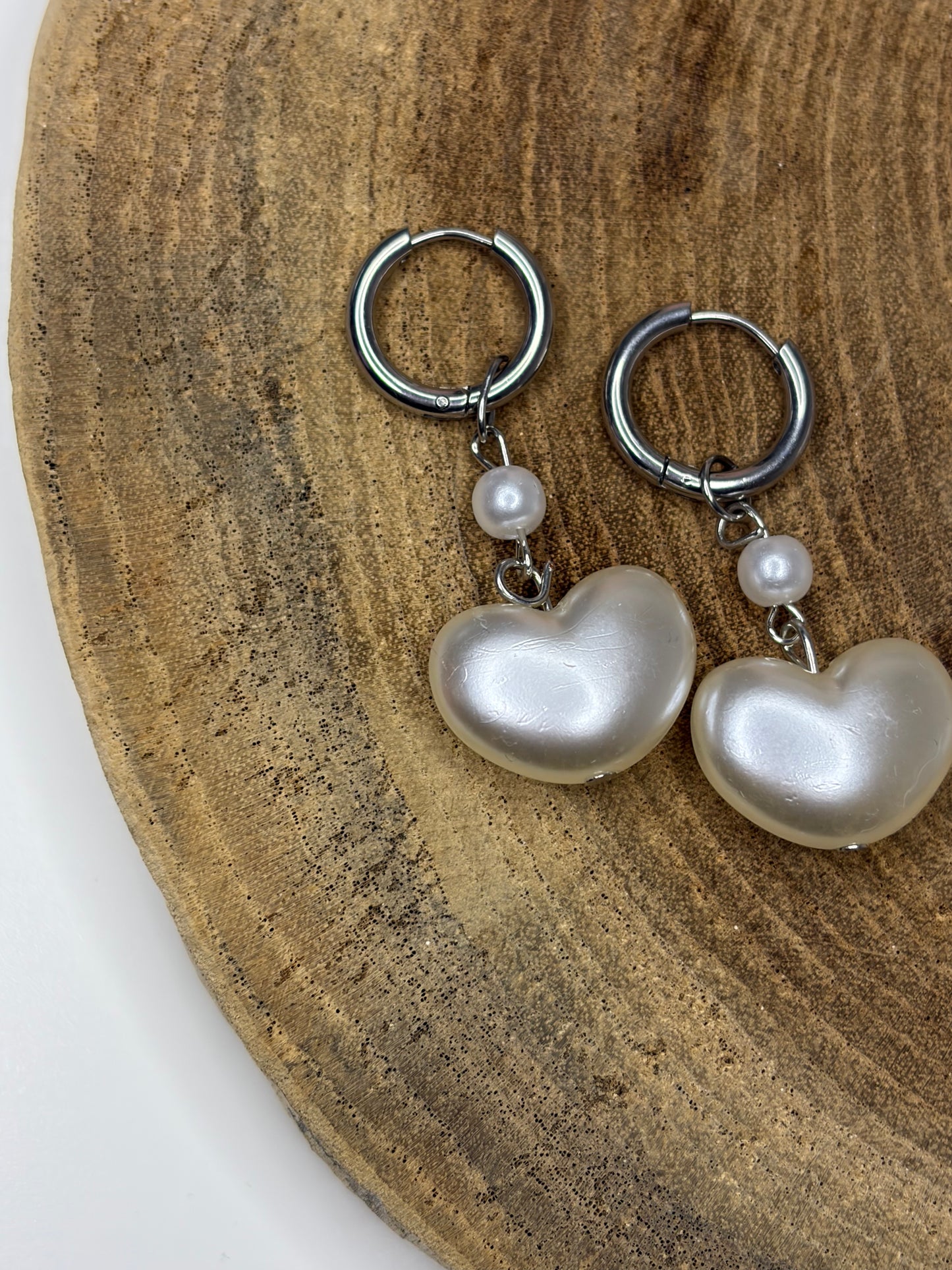 Double Heart Earrings Silver