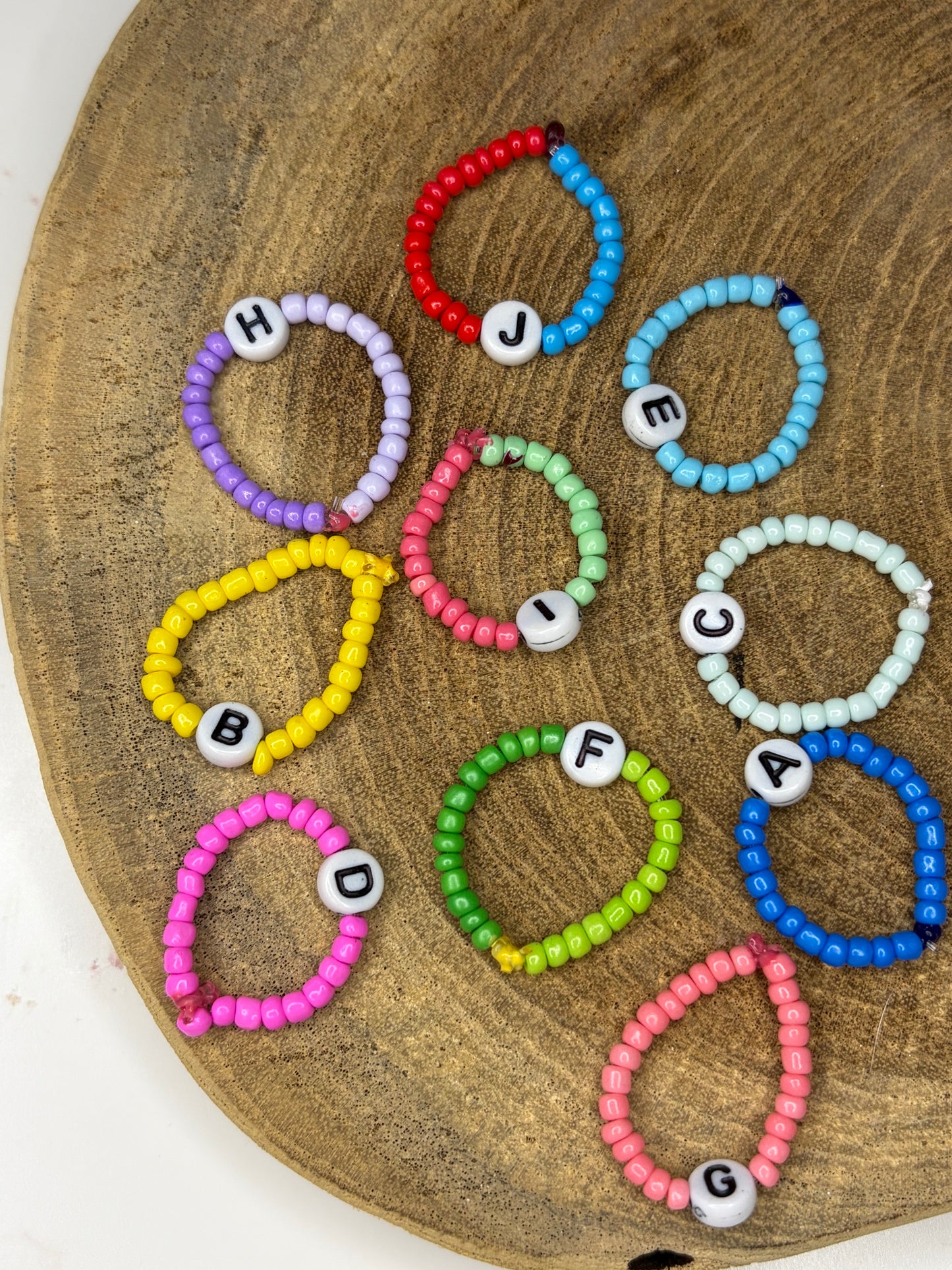 Beaded intitial rings🩵