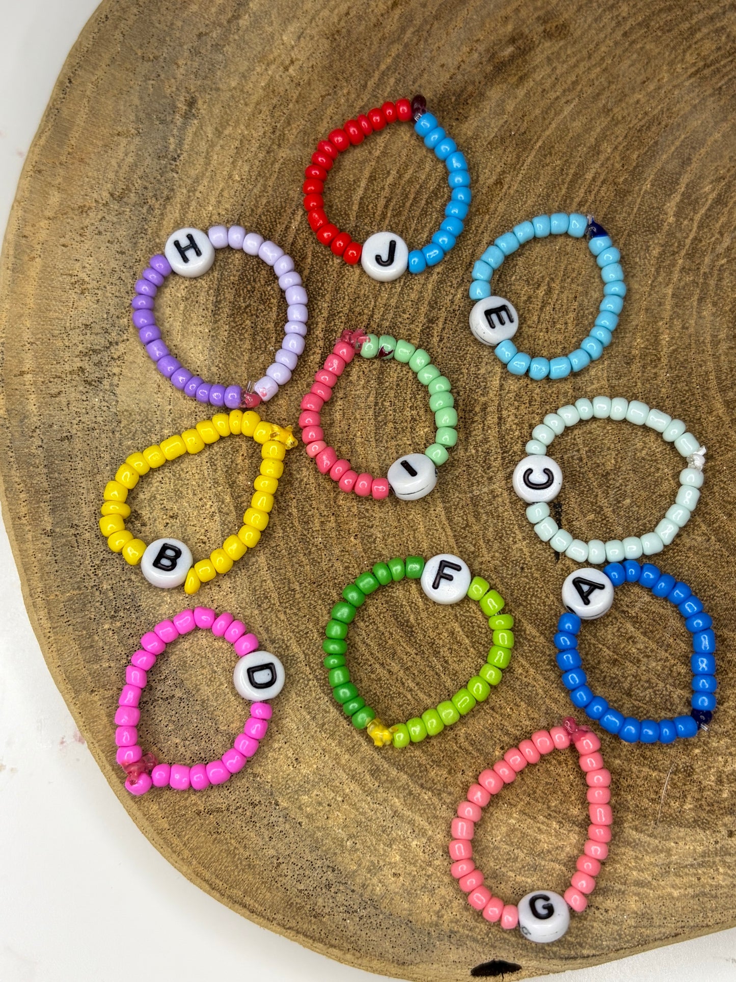 Beaded intitial rings🩵